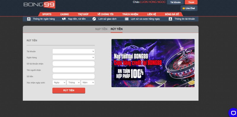 Rút tiền về túi chỉ cần hoàn thành vài thao tác tại nhà cái 