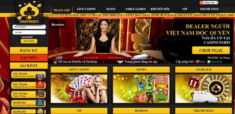 Empire777 - Nhà cái cá cược xanh chín nhất hiện nay