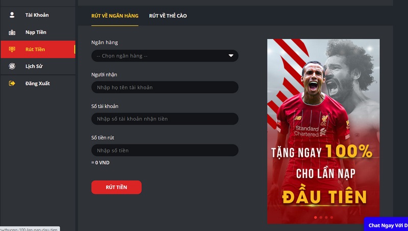 Rút tiền qua tài khoản ngân hàng là cách nhiều cược thủ chọn 