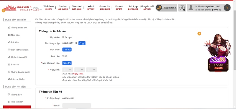 Rút tiền Dubai Palace về tài khoản ngân hàng siêu tiện lợi