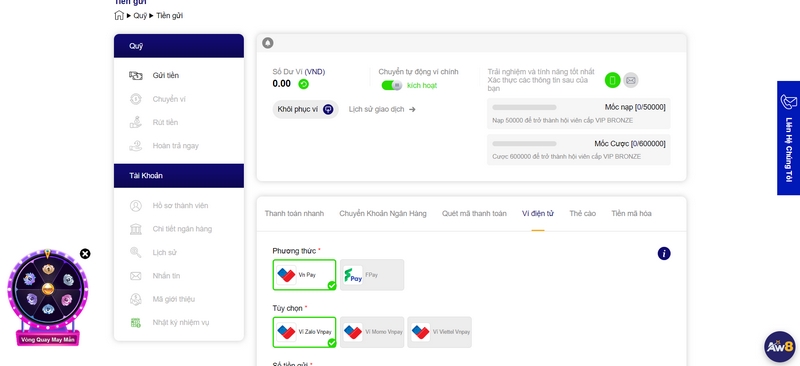 Cách thức nạp tiền Aw8 thông qua ví Momo tiện lợi và miễn phí