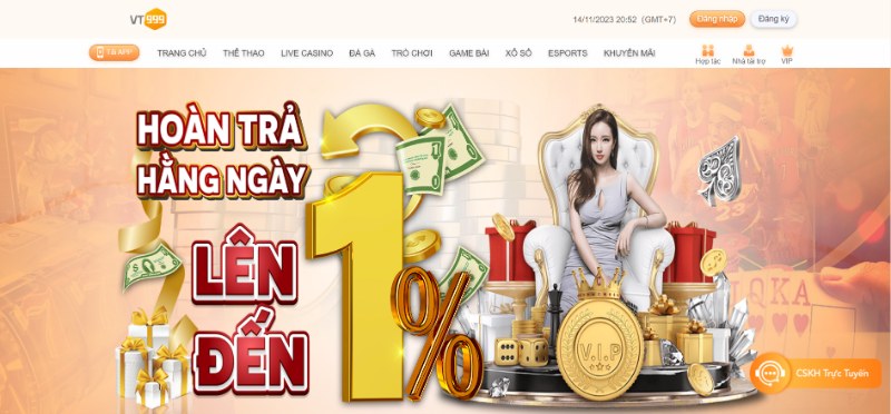 Ưu đãi hoàn trả 1% dành cho tất cả thành viên nhà cái cá cược 