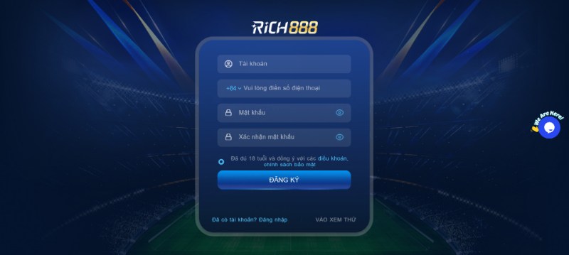 Hướng dẫn anh em các thao tác đăng ký Rich888 chính xác nhất